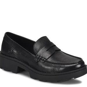 Born Black Leather Slip-On Loafers